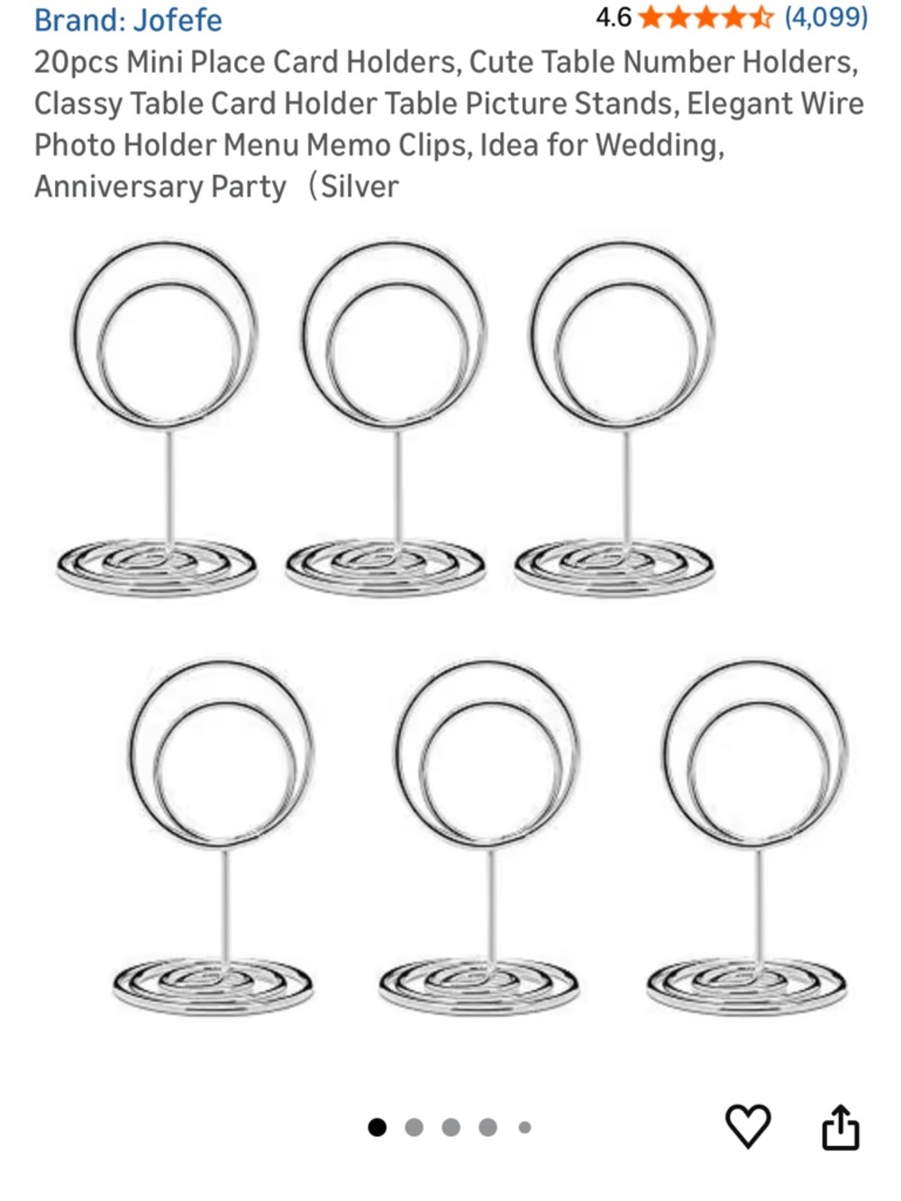 Silver Spiral Card Holders - 20 Pack